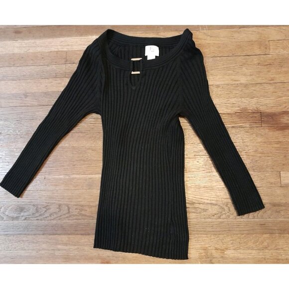 Womens Y2K Clubwear Ribbed Knit Silk Blend Buckle Accent Bodycon Sz Small Top - Picture 1 of 8